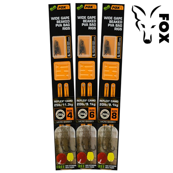 FOX návazec Fox EDGES™ Wide Gape Beaked PVA Bag Rigs 20lb Size 6 Brown & Green