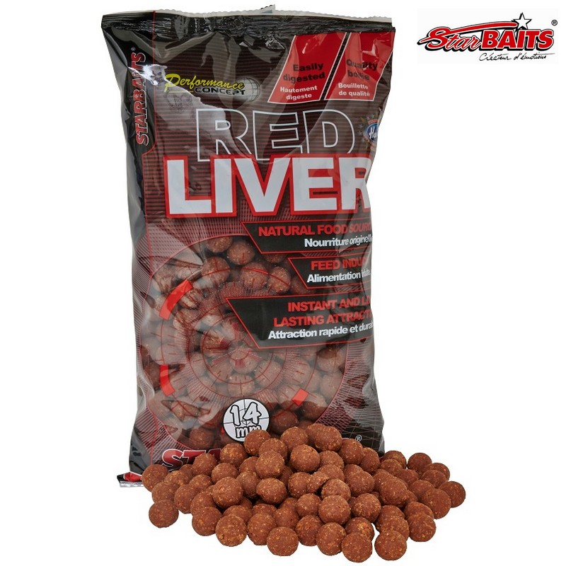Boilies STARBAITS Red Liver 1kg 14 mm (játra a koření)