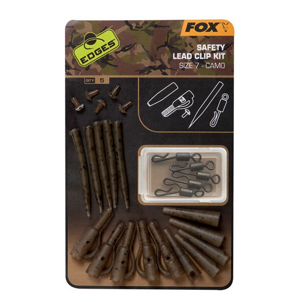 FOX sada na olovo FOX EDGES™ CAMO SAFETY LEAD CLIP KIT (SIZE 7)