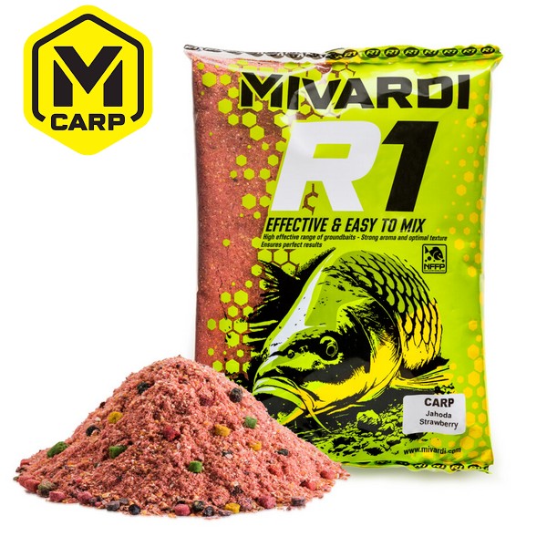 Krmítková směs Mivardi R1 CARP - Jahoda 1,4kg