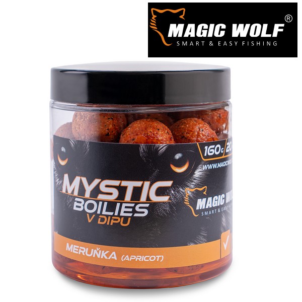 Magic Wolf Mystic boilies v dipu Meruňka 20 mm 160g