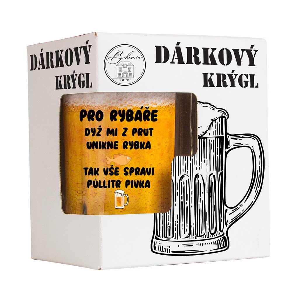 Dárkový pivní půllitr pro rybáře v krabičce