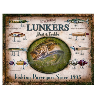 Plechová cedule pro rybáře - Lunkers