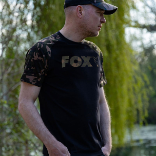 Tričko pro rybáře FOX - RAGLAN T-SHIRT BLACK/CAMO
